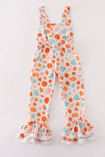 Load image into Gallery viewer, Orange pumpkin print girl jumpsuit
