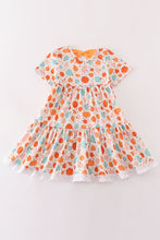 Load image into Gallery viewer, Orange pumpkin print girl dress
