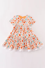 Load image into Gallery viewer, Orange pumpkin print girl dress
