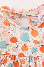 Load image into Gallery viewer, Orange pumpkin print ruffle bloomer set
