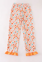 Load image into Gallery viewer, Orange pumpkin print mom ruffle pants
