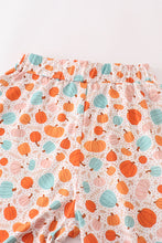 Load image into Gallery viewer, Orange pumpkin print mom ruffle pants
