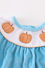 Load image into Gallery viewer, Blue velvet pumpkin embroidery girl bubble
