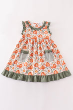 Load image into Gallery viewer, Green pumpkin ruffle dress
