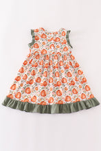 Load image into Gallery viewer, Green pumpkin ruffle dress
