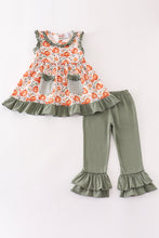 Load image into Gallery viewer, Green pumpkin ruffle girl set
