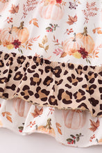 Load image into Gallery viewer, Orange pumpkin leopard ruffle dress
