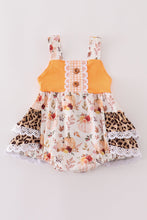 Load image into Gallery viewer, Orange pumpkin leopard ruffle bubble
