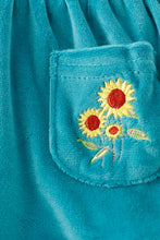 Load image into Gallery viewer, Blue velvet sunflowers embroidery baby set
