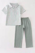 Load image into Gallery viewer, Green gingham boy set
