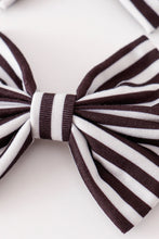 Load image into Gallery viewer, Black stripe piggie hair bow
