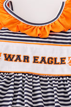 Load image into Gallery viewer, Navy WAR EAGLE embroidery stripe girl set
