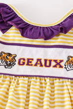 Load image into Gallery viewer, Purple gold stripe GEAUX embroidery girl set
