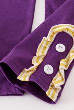 Load image into Gallery viewer, Purple gold stripe GEAUX embroidery girl set
