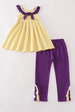 Load image into Gallery viewer, Purple gold stripe GEAUX embroidery girl set
