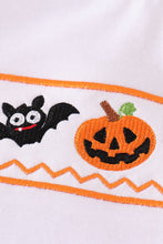 Load image into Gallery viewer, Orange halloween embroidery plaid boy set
