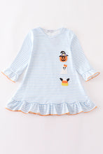 Load image into Gallery viewer, Halloween pumpkin ghost stripe applique dress
