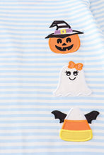 Load image into Gallery viewer, Halloween pumpkin ghost stripe applique dress
