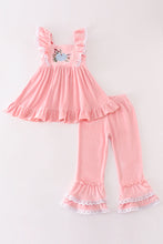 Load image into Gallery viewer, Pink velvet pumpkin embroidery girl set
