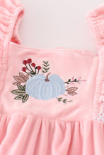 Load image into Gallery viewer, Pink velvet pumpkin embroidery girl set
