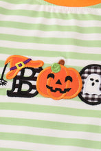 Load image into Gallery viewer, Orange halloween pumpkin BOO applique boy set
