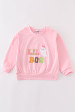 Load image into Gallery viewer, Pink halloween LIL BOO chenille patch girl top
