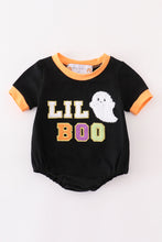 Load image into Gallery viewer, Black halloween LIL BOO chenille patch boy bubble
