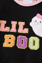 Load image into Gallery viewer, Black halloween LIL BOO chenille patch girl bubble
