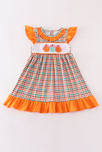 Load image into Gallery viewer, Pumpkin french knot gingham dress
