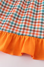 Load image into Gallery viewer, Pumpkin french knot gingham dress
