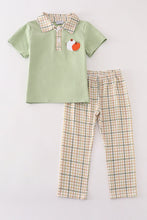 Load image into Gallery viewer, Sage pumpkin french knot boy pants set
