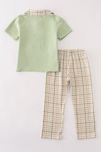 Load image into Gallery viewer, Sage pumpkin french knot boy pants set
