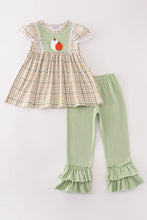 Load image into Gallery viewer, Sage pumpkin french knot girl pants set
