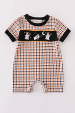 Load image into Gallery viewer, Halloween ghost embroidery plaid boy romper
