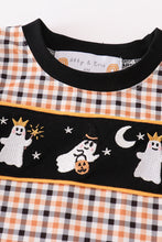 Load image into Gallery viewer, Halloween ghost embroidery plaid boy romper
