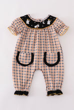 Load image into Gallery viewer, Halloween ghost embroidery plaid girl romper
