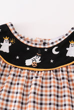 Load image into Gallery viewer, Halloween ghost embroidery plaid girl romper
