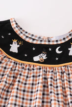 Load image into Gallery viewer, Halloween ghost embroidery plaid girl set
