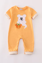 Load image into Gallery viewer, Orange halloween character ghost applique boy romper
