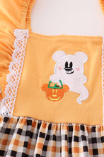 Load image into Gallery viewer, Orange halloween character ghost applique dress
