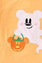 Load image into Gallery viewer, Orange halloween character ghost applique girl set
