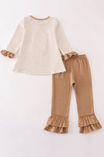 Load image into Gallery viewer, Khaki stripe pumpkin glitter girl pants set
