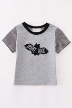 Load image into Gallery viewer, Grey stripe halloween spooky cool boy top
