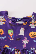 Load image into Gallery viewer, Purple halloween pumpkin twirl dress
