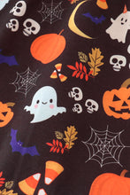 Load image into Gallery viewer, Black halloween pumpkin twirl dress
