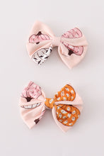 Load image into Gallery viewer, Pink pumpkin piggie hair bow
