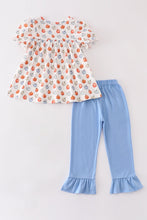 Load image into Gallery viewer, Blue pumpkin girl ruffle pants set
