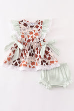 Load image into Gallery viewer, Pumpkin daisy leopard girl baby set
