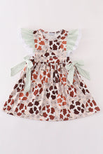 Load image into Gallery viewer, Pumpkin daisy leopard girl dress
