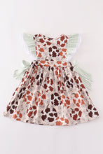 Load image into Gallery viewer, Pumpkin daisy leopard girl dress
